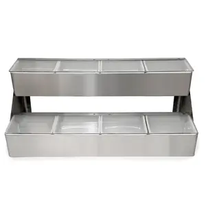 BarConic® Stainless Steel Double Decker Condiment Holder, Home Organiser, Storage Racks for Kitchen Countertop Organization