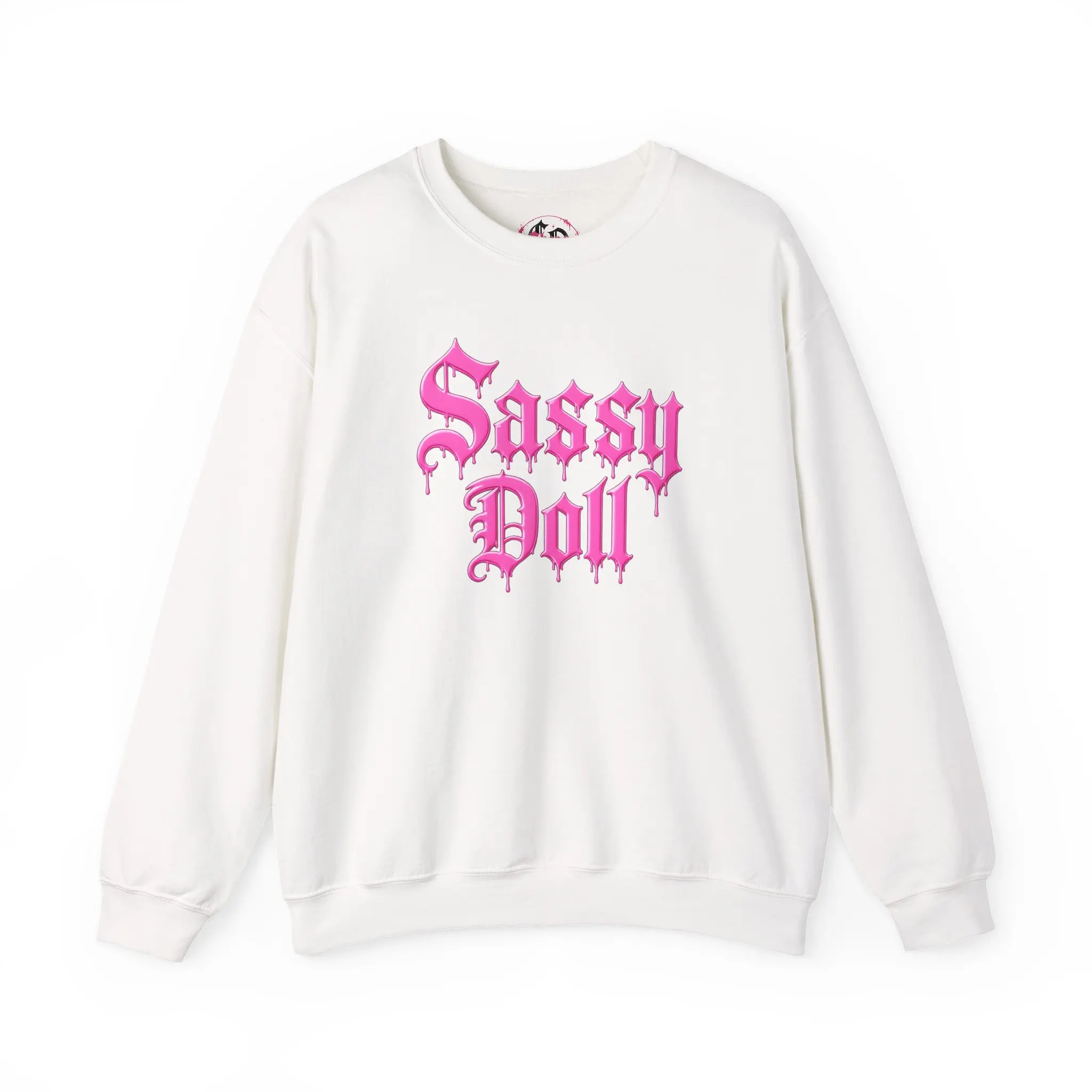 Pink Sassy Doll Sweatshirt | Coquette Goth Crewneck | Y2K Emo Sweater | Alternative Streetwear Pullover | Dark Feminine Gothic Clothing