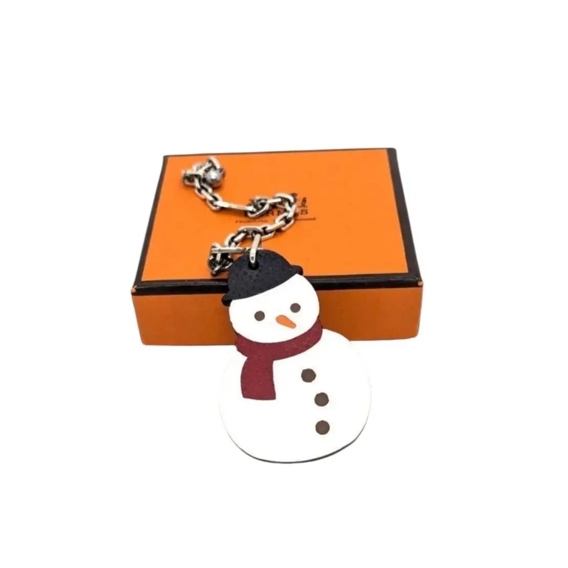 Pre-owned HERMÈS Leather Bag Charm HERMES HERMES: Snowman, Key Chain/Charm/Ornament with Box