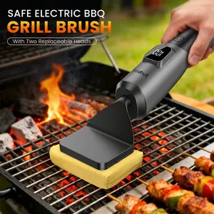 Electric Grill Brush Redhut Cordless Cleaner with 2 Accessories (fireproof cloth, shed-free steel wool), 180-Min Runtime. High-frequency vibration. For gas/charcoal/smoker grates. Camping, BBQ, family gatherings, 2026