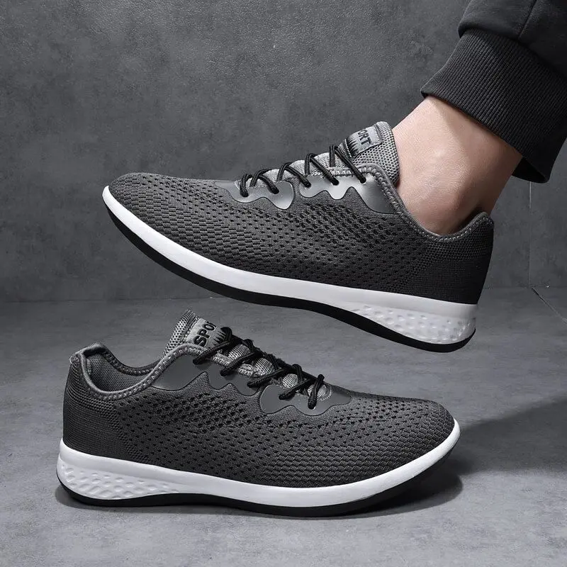 Men's Authentic Athletic Sneaker - Summer Lightweight Casual Walking Footwear, High-Elastic Fly-Knit Mesh, Breathable Runner Sock Shoes for Cross-Border Use, Walking Shoes