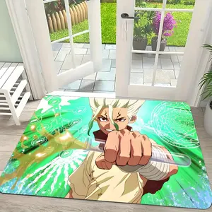 Dr.STONE Floor Mat Flannel Rug Ultra Soft, High Water Absorbent & Hypoallergenic, Machine Washable HD Custom Printed Non-Slip Floor Mat for Bathroom, Kitchen Bedroom
