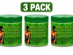 3 Pack Arnica Con Diclofenaco Naproxeno y Lidocaina 120g Antioxidant Gel Supplement Reuma Pomade joint pain flexi