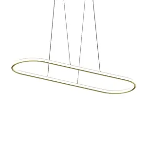 Luna LED Racetrack Pendant Light - 60 Inch Oval Design with Dual Interior-Exterior Illumination