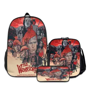 3PCS Warriors-Backpacks for Girls Set, Cute School Backpack for Girls Boys with Lunch Box and Pencil Case, Aesthetic Bookbag for Teens, Lightweight Classic Backpack for Travel, Work, Picnic A-92