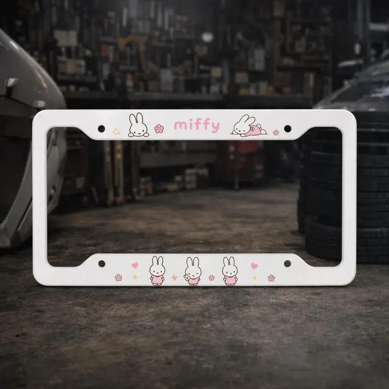Bunny License Plate Frame, Pink Bunny Car Accessory Ver 2