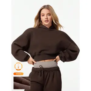 GLOWMODE Everyday Fleece Cozy Camper Soft Lightweight Warm Relaxed Fit Cropped Hoodie Sweatshirt Autumn Winter Outdoors Daily Casual Wear