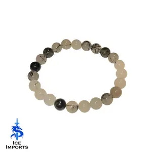 Black Rutile Quartz Gemstone Bracelet | Ice Imports