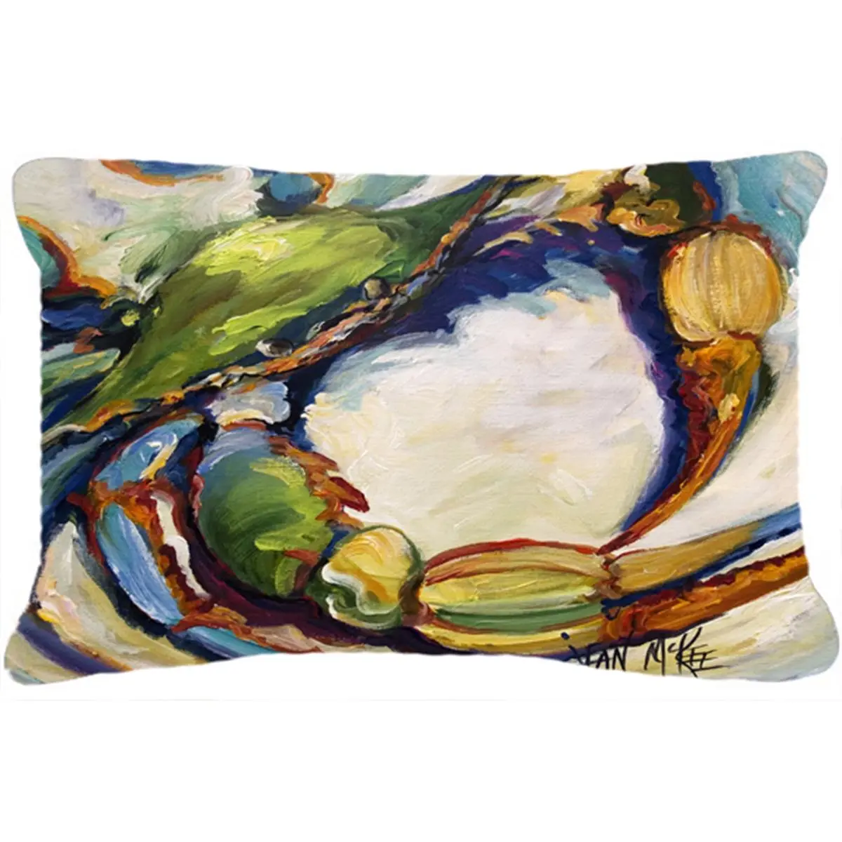 212 MAIN Outdoor Decorative Pillow, 12x16 in, Heavyweight Fabric, Blue Crab Design