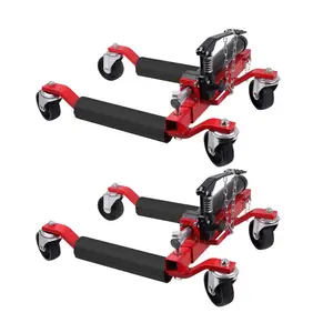 2 Pack Car Wheel Dolly with Hydraulic Tire Jack, 3000 LBS Capacity Trailer Dolly for Vehicle Positioning, Red