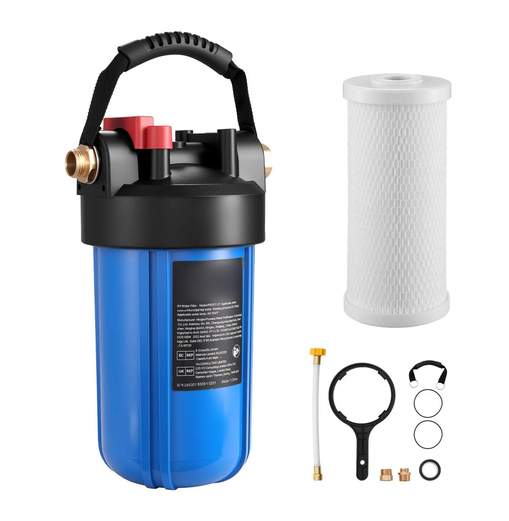 RV Water Filter System - Drinking Water Filter for Campers, Boats - Removes Sediment, Chlorine, Odor - 8000 Gallon Capacity - 3.2 GPM Flow Rate Default