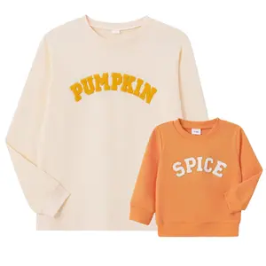 Mommy and Me Matching Outfits Halloween Family Matching Shirts Pumpkin Spice Embroidery Sweatshirt Pullover Tops