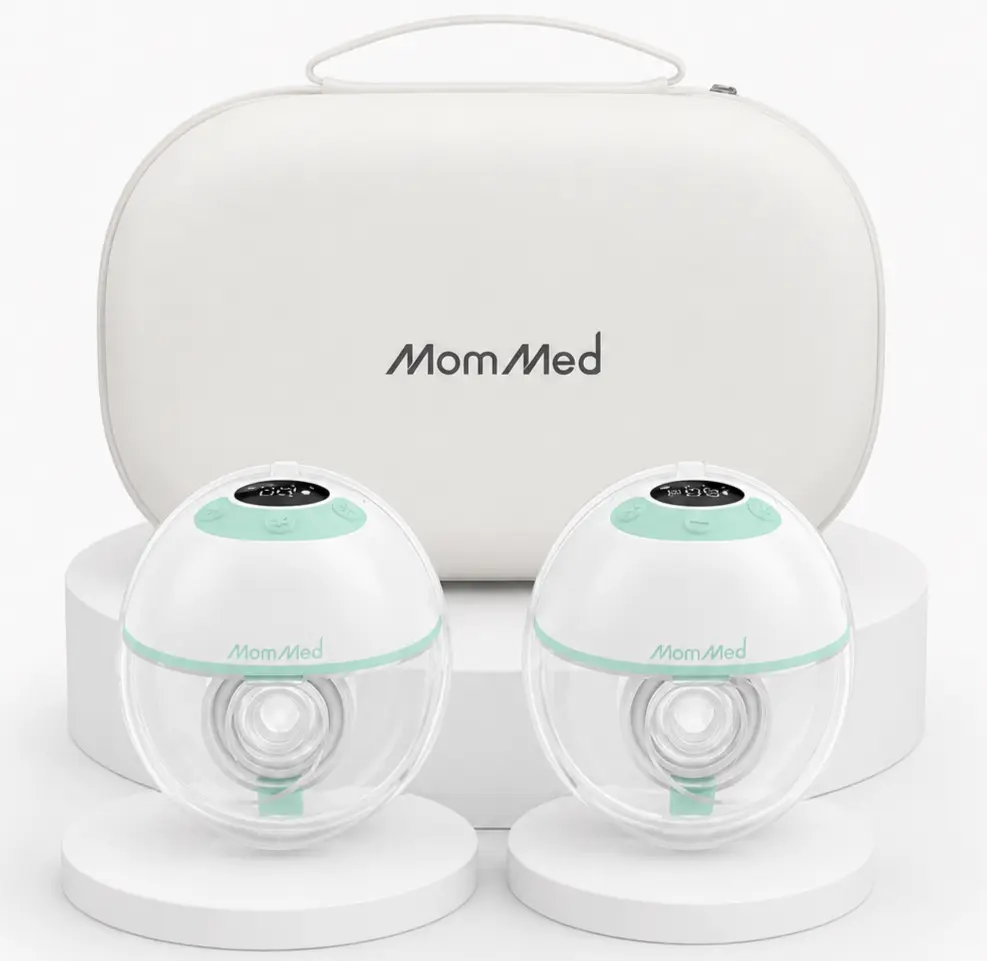 MomMed  M21 Luma Hands-Free Wearable Electric Breast Pump, 4 Modes & 12 Suction Levels Wireless Pump With 17/19/21/24mm Flanges, Visible Milk Volume Breastfeeding Pump