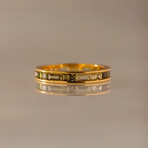 Peridot Inlay Eternity Ring by Caitlyn Minimalist - Dainty Green Gemstone Ring Band - Vintage Stacking Ring in Gold - Birthday Gift for Her