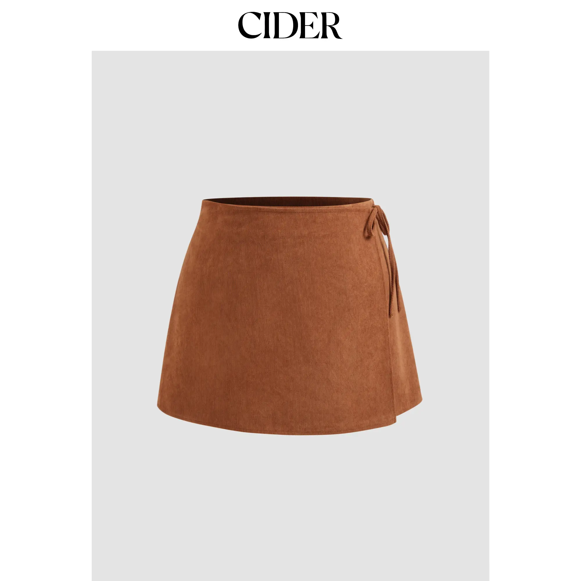 Cider [3 colors, size 2-26] Corduroy Mid Rise Solid Knotted Mini Skirt Curve & Plus