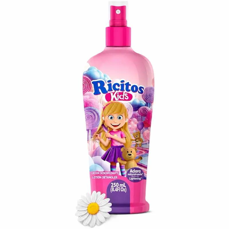 Ricitos Kids Detangling Lotion | Chamomile Spray | 8.4 fl oz | 1-Pack | Detangles and lightens naturally with chamomile, leave-in spray for kids, paraben-free