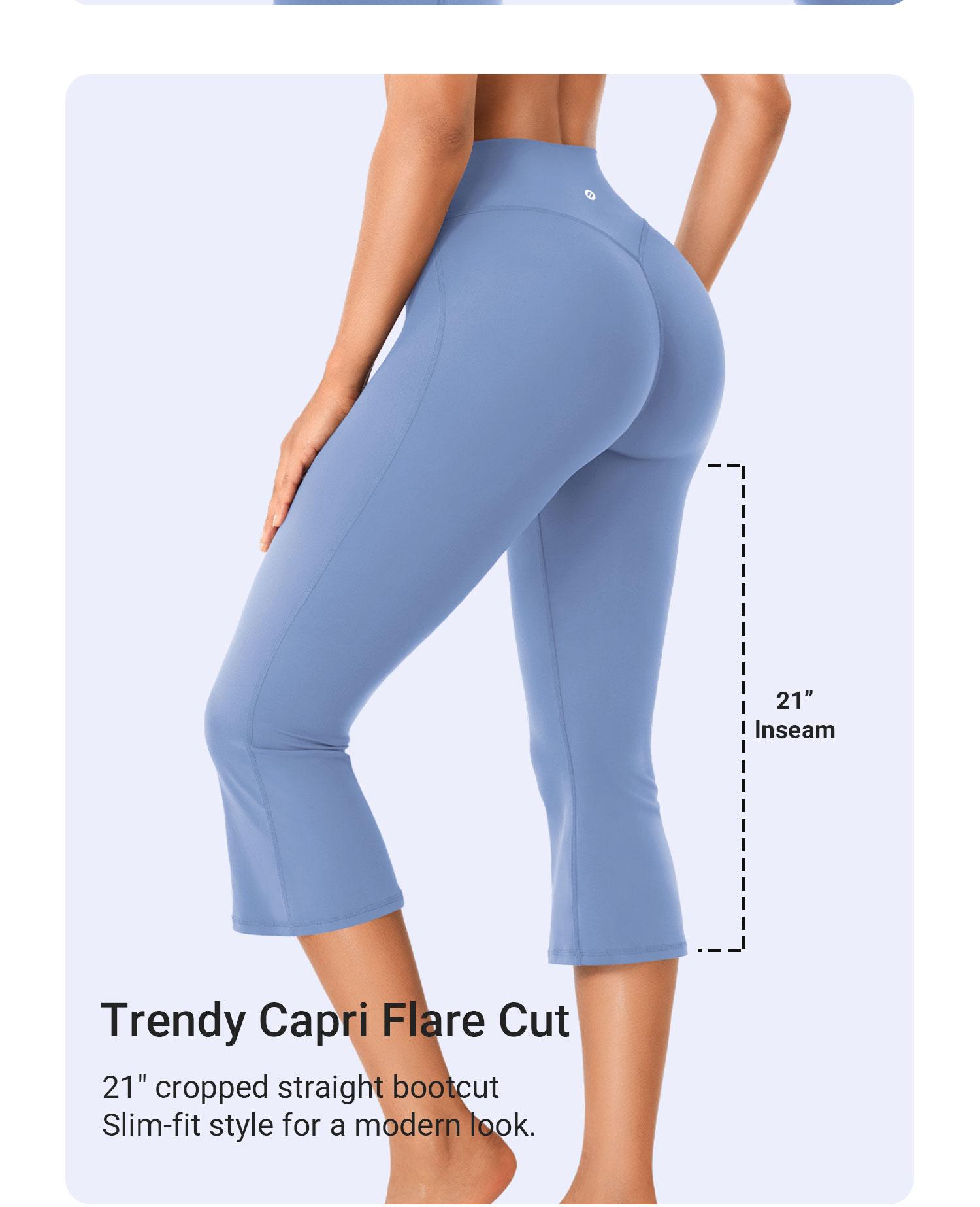 YEOREO Womens Cropped Flare Capri Leggings High Waisted Hidden Scrunch Yoga Pants Buttery Soft Athletic Lounge Pants sohochic