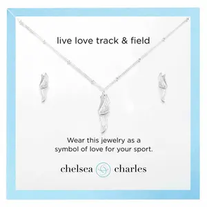 CC Sport Silver Track and Field Necklace and Earrings Gift Set