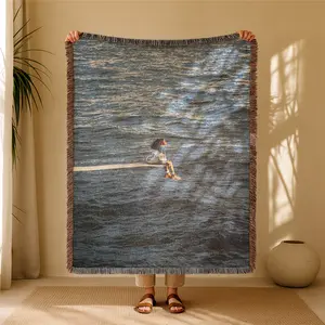 Watch The Sea Bohemian Yarn Jacquard Woven Blanket with Tassel, Thick Soft Washable Blanket, Used for Home Decor Sofa Chair Bed Tapestry Tablecloth Floor Garden Picnic Outdoor Camping
