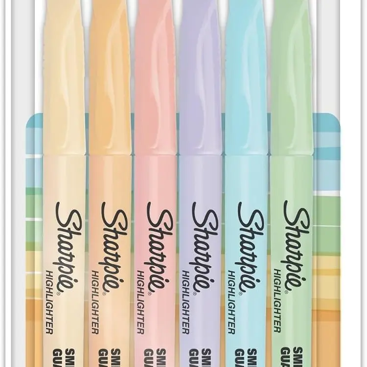 Sharpie Accent Series Pocket Highlighters, Chisel Tip, Colorful Style Plastic Barrels, Transparent Mild Pastel Ink, 6-Pack Office Writing Supplies, Transparent Ink