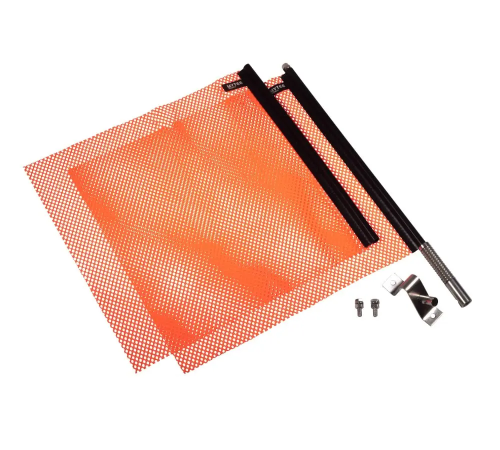 EZ Mount Warning Flag Orange 18" x 18" Mesh Safety Flag DOT Compliant | Spring Loaded Quick n Easy Disconnect