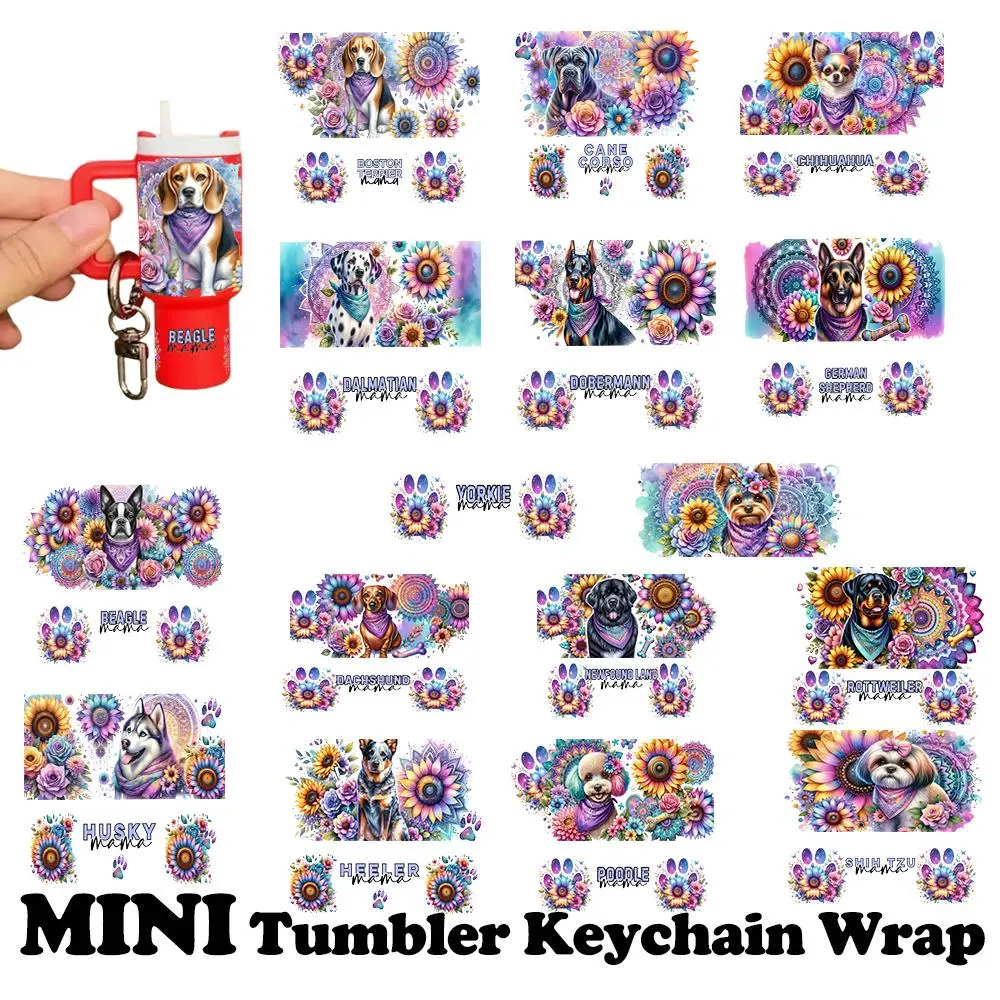 Mini UV DTF Keychain Wrap, Waterproof DIY Transfer Sticker with Epoxy Coating for Crafting Personalized Beagle Tumbler Keychains