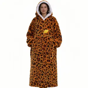 Leopard Print Apple Cold-Proof Clothing with Hood Fashion Gowns Loungewear Piece Nightwear Womenswear Long Sleeve Warmth Protection Premium Material Soft Skin-Friendly 100% Cotton eeyore onesie Statement