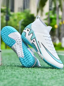 Unisex Mid-Cut Football Shoes, Football Field Boots, Fashionable Gradient Colors, Flyknit, PU Leather, Breathable Mesh Lining, Anti-Slip Sole, All Seasons