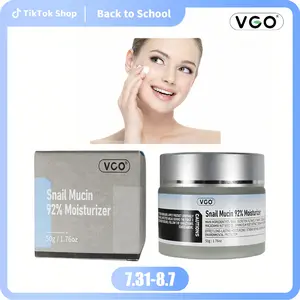 VGO 92% Snail Mucin Moisturizer, Night Cream with Snail Secretion Filtrate & Vitamin E, Gentle Rejuvenating Daily Hydrator for Sensitive Skin Repair & Long-Lasting Hydration, 50g/1.76oz tiktokshopspringglowup