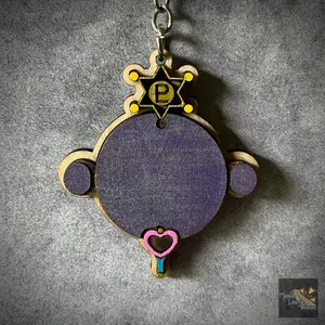 Mayans TCG Treasure Sailor Pluto Planet Power Wand Keychain - Hand Crafted with Durable Wood, Water Resistant, Gloss Enamel Finish, 2" Height