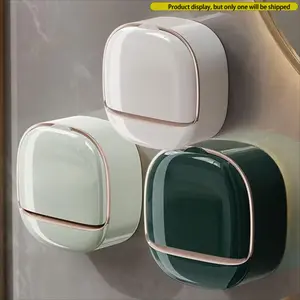 Wall Mounted Soap Dish, 1 Count Punch Free Soap Bar Holder, Soap Bar Storage Rack, Bathroom Supplies for Home Hotel Salon Dormitory, Bathroom Essentials Accessories