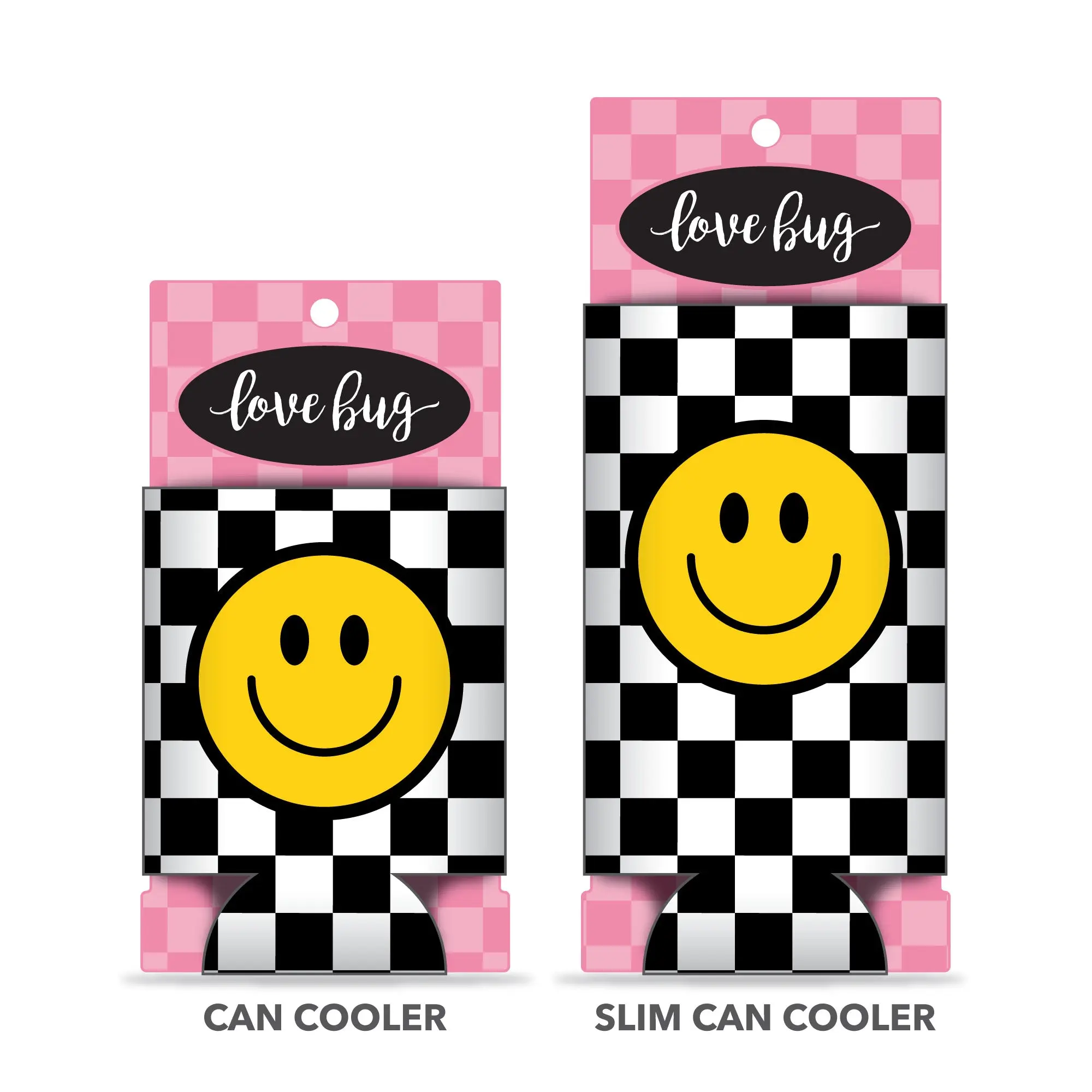 Checker Smile Can Cooler