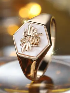 Bee Design Ring, Fashion Rhinestone Decorated Ring for Women & Girls, Fashion Jewelry for Party, Daily Clothing Decor, Trendy Jewelry for Birthday Gift