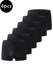 3/4/5/6/7/8/9/10/11/12/13/14/15 Pcs Men's Solid Black Boxer Briefs - Ultra Soft, Breathable Everyday Underwear