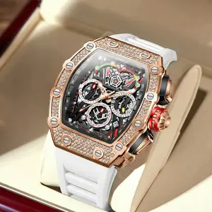 Men's Sparkling Diamond Tonneau Watch - Racing Style Quartz Aesthetics, Durable Scratch-resistant Casual Watch