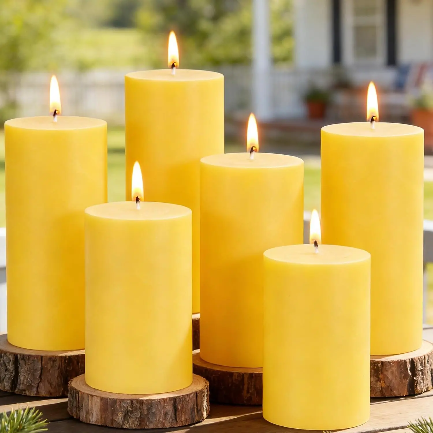 Citronella Candles Outdoor - Set of 6 Citronella Pillar Candles for Patio | Summer Outdoor Candles Bulk for Home, Soy Wax Candle for Garden Camping Party Yard Balcony,Wedding Decoration Candle for Home