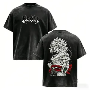 Broly The Legendary Vintage Washed Oversized Graphic Tee, DBZ Double Printed T-Shirt, Heavyweight Cotton Unisex Streetwear Top, Gym Pump Cover, Gift for Anime Fans Wind Breaker World Tshirts Book Merch,funny Graphic Tee, Men’s Trendy T-shirts, Deals,