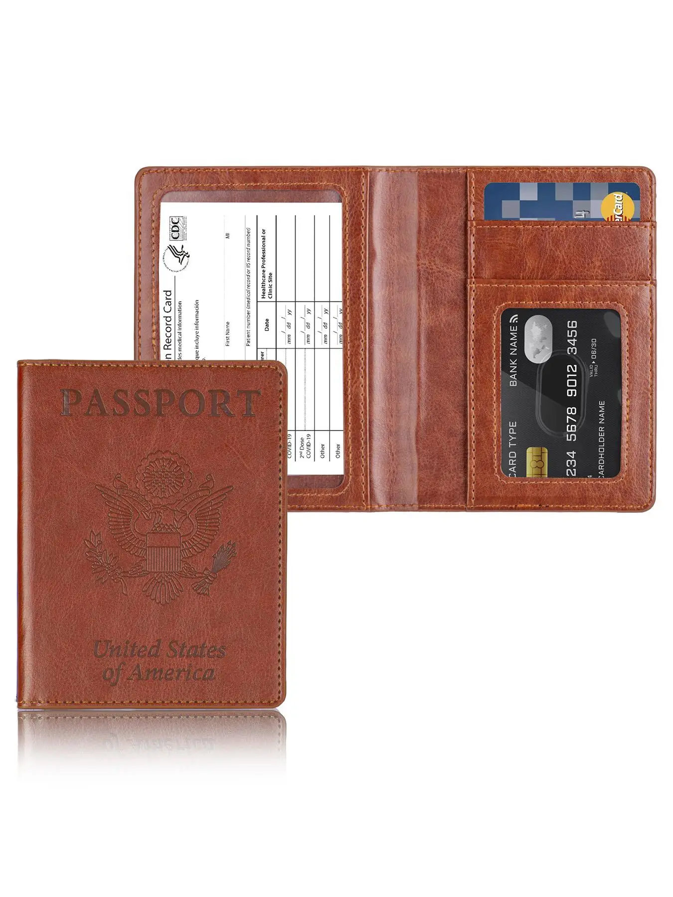 Casual Passport and Vaccine Card Holder Cover Combo, Passport Case Wallet with Vaccine Card Slot for Women and Men