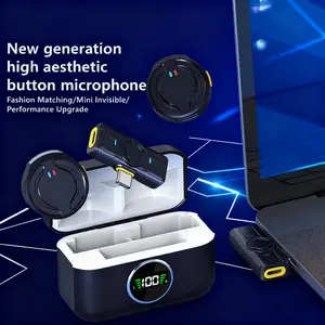 Wireless Lapel Microphone Portable Type-C Button Mic with Magnetic Clip Noise Reduction Wireless Microphone, Bluetooth-compatible Headset