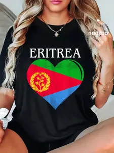 100% Cotton Vintage Eritrea Flag Heart For Eritrean T-Shirt