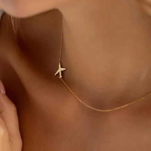 Airplane Necklace Set, 18 Inch Collar Chain & 16 Inch Fashion Chain, Adjustable 2 Inch Chain, Meaningful Gift for Travelers and Dreamers, Dainty Layering Jewelry, Casual Style Necklaces, Dainty Necklaces