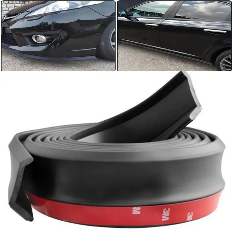 Car Front Bumper Lip Rubber Universal Bumper Protector Bumper Lip Strip Car Side Skirt Spoiler Lip Splitter Body Skirt Protector