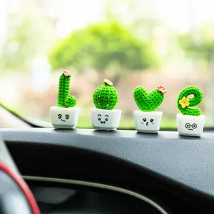 Mini Cactus Resin Figurines - LOVE Themed Creative Ornaments, Dual-Use as Small Desk Decor & Car Dashboard Accessories, Perfect Birthday/Mother’s Day/Father’s Day/Valentine’s Day Gift for Friends