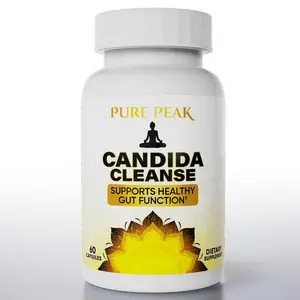 Pure Peak Candida Cleanse Supplement - Supports Healthy Gut Function & Intestinal Balance, with Oregano, Caprylic Acid, LactoSpore Probiotics, Wormwood, Black Walnut - 60 Capsules
