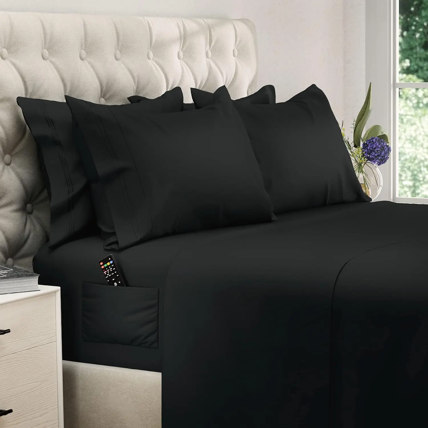 DREAMCARE California King Sheet Sets - 6 Pcs Breathable Cooling Sheets
