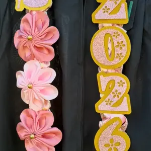 Graduation Lei with Pink Flowers and Yellow 2026 Design for Special Occasions - Perfect for Celebrations and Events