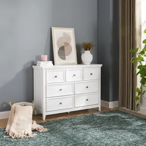 Modern 7 Drawers Dresser 7 Drawers Cabinet, Chest of Drawers Closet Organizers and Storage Clothes Storage Drawers Cabinet for Living Room, Farmhouse Dresser Organizer