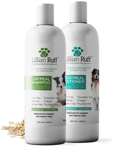 Lillian Ruff Oatmeal Shampoo & Conditioner Set for Dogs, Lavender Coconut, Made in USA (16 oz)​