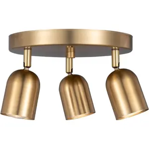 3 Light Track Lighting Kit Canopy Matt Brass Finish Modern Flush Mount Ceiling Spotlight for Kitchen Bedroom Living Room Home Improvement