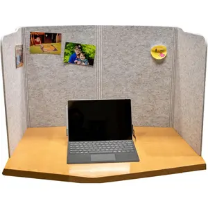 Portable Freestanding Acoustic Divider for Home Office Classroom Desk Countertops Testing Centers, Sound Dampening Computer Desk Divider (Small Grey)